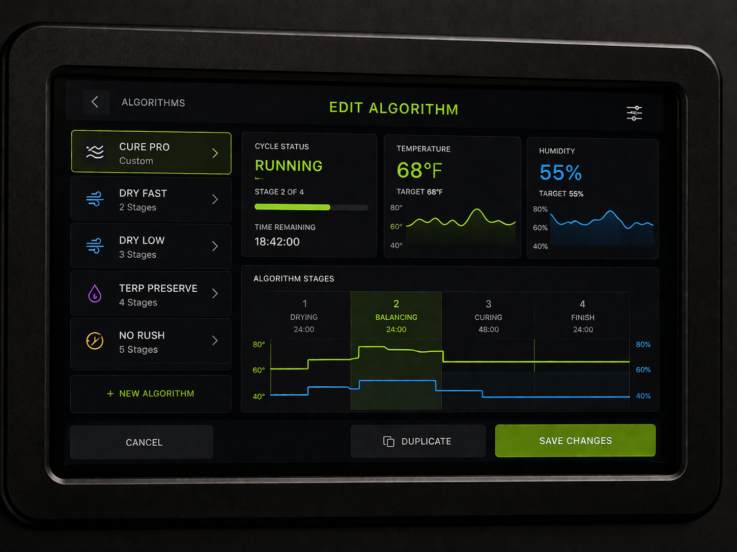 Dankubator touchscreen algorithm interface